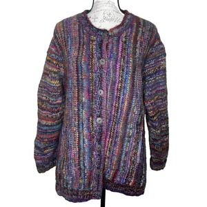 Lost‎ Horizons Cardigan Sweater Women's Hand Knit Wool Boho Aztec Southwest